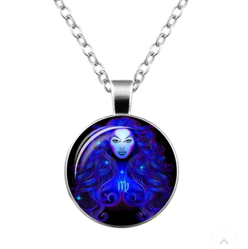 Blacklight-Reactive Virgo Cabochon Necklace